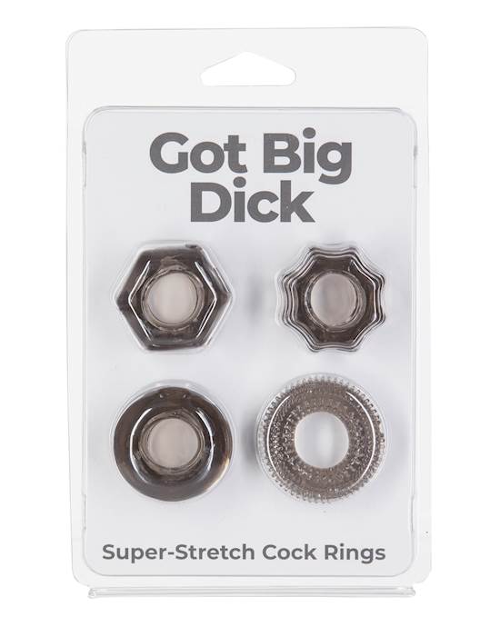 Got Big Dick 4 Pack Cock Rings  Black
