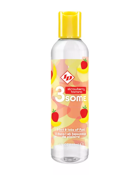 Id 3some 3 In 1 Lubricant - 4 Oz Strawberry Banana
