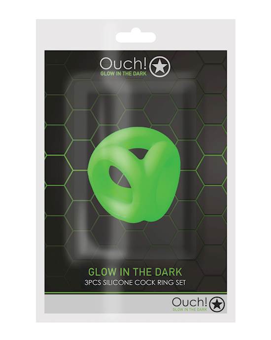 Shots Ouch Cock Ring amp Ball Strap  Glow in the Dark