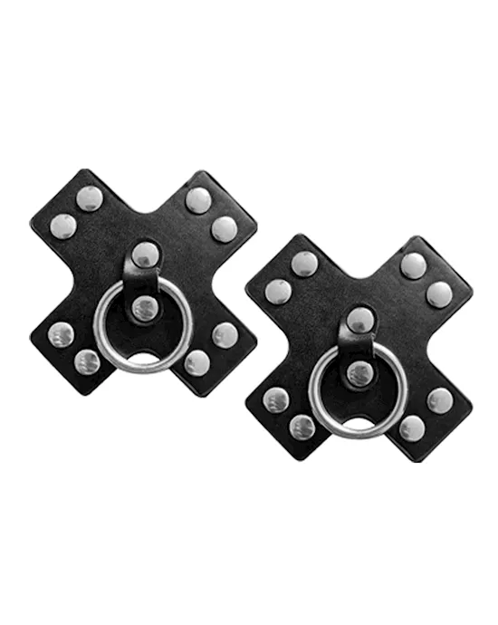 Nipplicious Seducer Leather Pasties w/Ring - Black