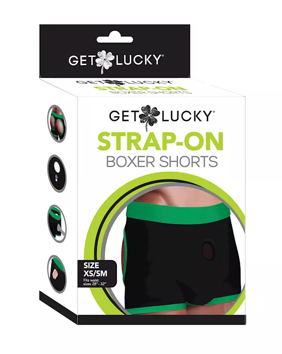 Get Lucky Strap On Boxers - Xs-s Black/green