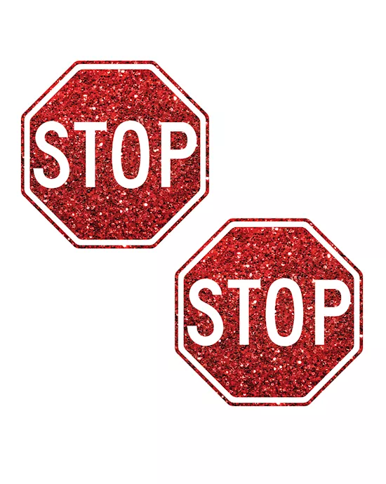 Neva Nude Stop Sign Glitter Pasties - Red O/S