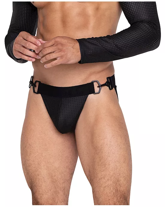 Master Jockstrap w/Hook & Ring Closure & Contoured Pouch Black XL